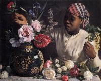 Bazille, Frederic - Jean Frederic African woman with Peonies
